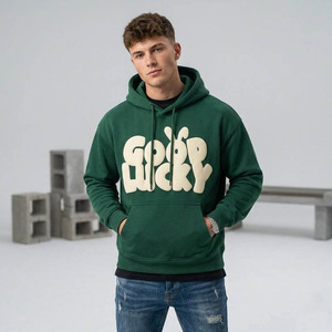 Sudadera con Capucha Gráfica Marrón Extra Grande Personalizada para Hombre y Mujer, Sudadera con Capucha Estilo Urbano con Logotipo Estampado en Relieve, Felpa de Algodón Grueso - Product Image 5