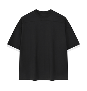 T-shirt à manches courtes blanc pour homme avec bordure contrastée rouge, col rond, style décontracté, tissu jersey 100% coton - Product Image 3