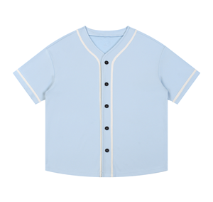 เสื้อเบสบอลลำลองผู้ชายไซส์ใหญ่ ผ้าโพลีเอสเตอร์ทอ 100% สีแดง ระบายอากาศได้ดี เป็นมิตรกับสิ่งแวดล้อม แต่งขอบตัดสี ติดกระดุม - Product Image 1
