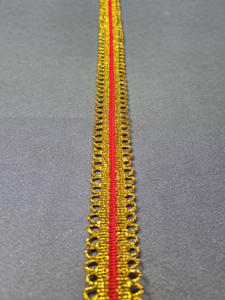 Ribete de Encaje Rojo Dorado de Alta Calidad para Prendas, Zapatos y Bolsos - Decoración de Moda Nupcial Ecológica (Poliéster/Algodón) - Product Image 2