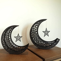 Décorations du Ramadan 2027, croissant de lune en métal noir en 2 tailles, ornements de table et cadeaux