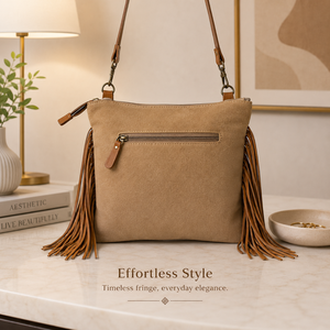 Sac à bandoulière en cuir véritable de vachette à poils, style western, avec franges, pour femme |   Sac à bandoulière en cuir artisanal travaillé à la main, style bohème - Product Image 3