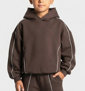 Conjunto Deportivo con Capucha para Niños, Color Marrón, Manga Larga, Pantalones Deportivos Holgados con Bolsillos Laterales, Transpirables, de Algodón, para Otoño - Product Image 6