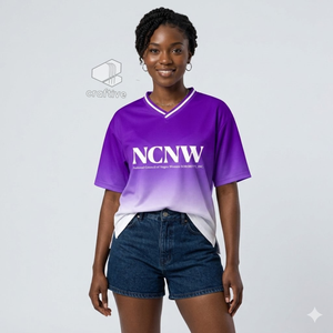 Camiseta Oversize para Mujer NCNW Sorority, Morado y Blanco, Casual, Holgada, con Cuello en V, Diseño Gráfico de Hermandad, Ropa Universitaria Griega - Product Image 5