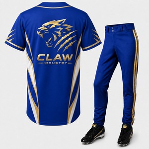 Tenues de baseball pour équipes adultes, sublimées, maillot et short, personnalisables, col en V, 100% polyester, respirantes, antibactériennes, pour l'été - Product Image 3