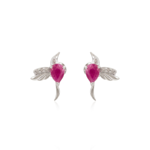 Wholesale 925 Sterling <b>Silver</b> 100% Authentic Ruby & Diamond Hummingbird <b>Stud</b> Earrings For Women Fine Jewelry - Product Image 1