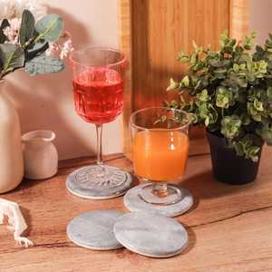 Ensemble de sous-verres élégants en marbre artisanal, sous-verres en pierre naturelle, accent de décoration élégant pour la maison - Product Image 2