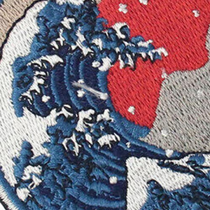 Lightweight Canvas Circular Embroidered <b>Patch</b> with Great Wave and Red Sun Design <b>Sew</b>-<b>On</b> Fabric Applique for Clothing & Hats - Product Image 2