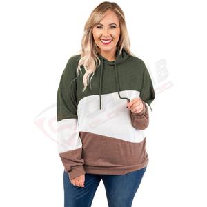 Venta al por mayor de las mujeres de moda de algodón personalizado bordado Logo sudaderas con capucha de color bloque de las señoras al aire libre Casual Patchwork sudaderas con capucha - Product Image 2
