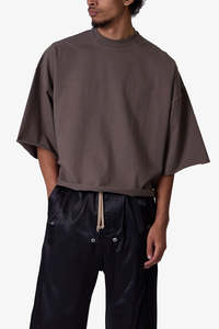 Camiseta de Punto Extra Grande Personalizada, Color Sólido, Informal, para Verano, Gris Oscuro, Manga Corta, Corte Holgado, Ropa Informal para Hombre - Product Image 6