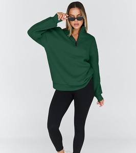 Sweat à capuche demi-zippé personnalisé pour femme, haute qualité, style streetwear hiver, tissu épais coton polyester, meilleure vente en gros - Product Image 2