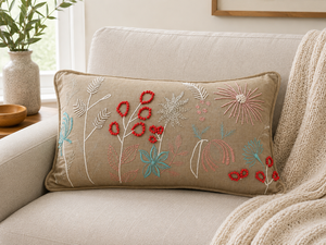 Premium Cotton Chambray Embroidered Pillow <b>Cover</b> | Luxury Decorative <b>Throw</b> Pillow <b>Cover</b> for <b>Sofa</b>, Living Room & Home Decor - Product Image 3