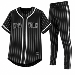 Conjunto de Uniforme de Béisbol Five B para Hombre, Jersey y Pantalones a Rayas Blancas y Negras, Transpirable, de Alta Calidad, Ropa Deportiva para Equipo Adulto - Product Image 1