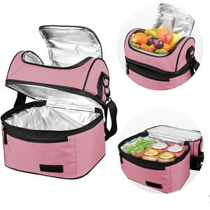 Pink Double Layer Insulated Cooler Lunch Bag for Picnic Camping Travel - Product Image 3