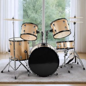 Full-Size Adult 5-Piece Champagne Drum Set Includes Bass Drum Two <b>Tom</b> & Snare <b>Floor</b> <b>Tom</b> 16\" Ride Cymbal 14\" Hi Hat Cymbal - Product Image 3