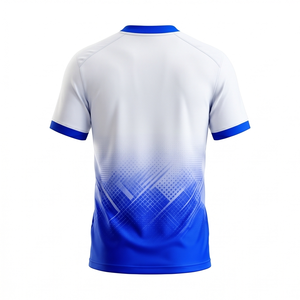 Camiseta de Fútbol Sublimada con Degradado Blanco y Azul |   Corto |   Cuello en V |   Nombre del Insignia Personalizado |   100% Poliéster |   Venta al por mayor OEM, MOQ 10 - Product Image 3