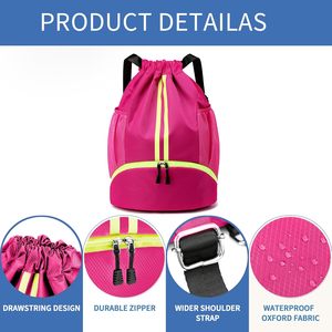 Canvas <b>Drawstring</b> <b>Backpack</b> with Neon Yellow Trim and Side Pockets 30-40L for Gym Sports Travel - Product Image 2
