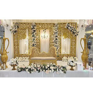 Structure de toile de fond de scène de mariage dorée moderne de luxe, taille personnalisée, légère, pour événements, USA - Product Image 1