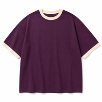 T-shirt en coton vert à manches courtes et col rond, coupe ample, décontracté, couleur unie, tricot jersey avec imprimé étoile