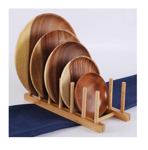 Égouttoir à vaisselle en bois rectangulaire sur pied, à un seul niveau, support de rangement de cuisine minimaliste - Product Image 1