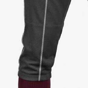 <b>Men's</b> Black Baseball <b>Knicker</b> Pants With Side Stripe Logo On Right Leg Breathable Lightweight Sporty Fit High Waist Belt Closure - Product Image 4