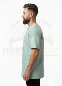 Overol de Trabajo Unisex Verde Claro de Manga Corta con Cierre Frontal, Impermeable, Certificado CE, Transpirable, de Poliéster, para Salón de Belleza y Barbería - Product Image 2