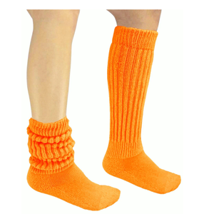 Orange <b>Knee</b> <b>High</b> Knitted Socks Solid Color Thick Cotton Breathable Casual Winter Socks for Adults - Product Image 3
