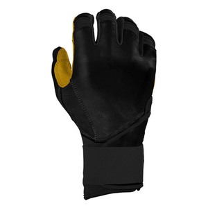 Gants de frappe en cuir noir avec paume rembourrée jaune et fermeture auto-agrippante pour l'entraînement des adultes - Product Image 3