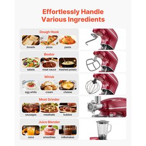 Batidora Eléctrica de Cocina de 6 QT, 660W, con 6+ Velocidades, Cabezal Inclinable, Vaso Mezclador de 1.6 QT, Acero Inoxidable - Product Image 2