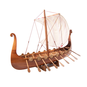 B028 - Modelo de Barco Vikingo Drakkar de Madera Hecho a Mano, Decoración Marítima Histórica, Artículo de Regalo Personalizado 64Lx16.5Wx50H cm - Product Image 2