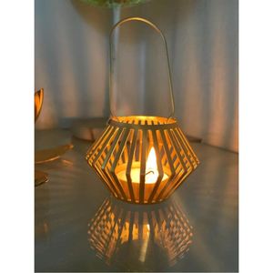 Farol de metal marroquí de lujo dorado, portavelas colgante, faroles de vela geométricos huecos vintage para bodas, Ramadán, hogar - Product Image 2
