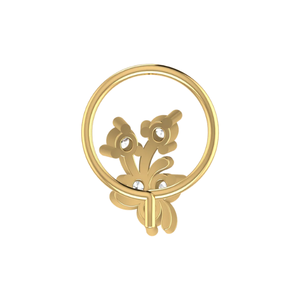 Ajretail 14K <b>Gold</b> Floral Cluster Design 0.1ct Natural Diamond <b>Nose</b> Pin - Product Image 5