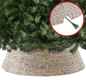 Collier de sapin de Noël en jacinthe d'eau blanchie, sectionnel, 4 panneaux détachables, pour sapin de Noël, vente en gros pour les fêtes - Product Image 3