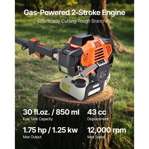43CC 2 Stroke Gas <b>Powered</b> Pole <b>Saw</b> 6.9 11 Cutting Bar Cordless Tree Trimmer Rotatable Head 52cc/58cc Gas Pole <b>Saw</b> for Outdoor - Product Image 3