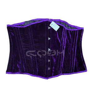 <b>Underbust</b> Steelboned Purple Velvet Corset With Purple Satin Trim / Fashion And Fitness Wear Corset - Product Image 1