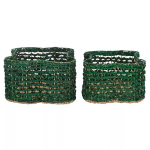 Cesta de Almacenamiento Tejida de Jacinto de Agua Verde al por Mayor, Cesto de Ropa Natural, Organizador Artesanal de Juguetes para el Interior del Hogar Moderno - Product Image 6