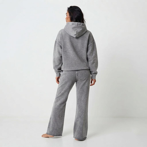 Chándal de dos piezas con lavado ácido y logotipo personalizado para mujer, fabricación de alta calidad, venta al por mayor, hombros caídos de talla grande - Product Image 2