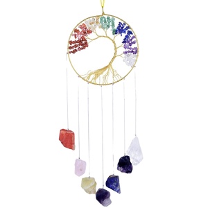 High quality <b>tree</b> of Life Gemstones wind chime natural Stone 7 Chakra Raw tumbled Wall Hanger Home Decoration <b>Crystal</b> Wind Chime - Product Image 1