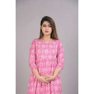 AARTI FASHION Casual Daily Loose Salwar Suit Woven Fabric <b>Three</b> Quarter Sleeve O-Neck Breathable Comfortable Natural Waistline - Product Image 3
