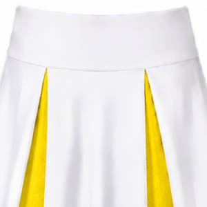 Ensemble d'uniformes de cheerleading sublimés blancs et jaunes sans manches – Haut et jupe athlétiques pour l'entraînement, la performance et la compétition - Product Image 6