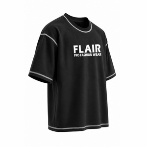 T-shirt surdimensionné personnalisé pour la mode |   T-shirt en jersey de coton premium avec surpiqûres contrastées |   Mode décontractée pour hommes, style streetwear | - Product Image 4