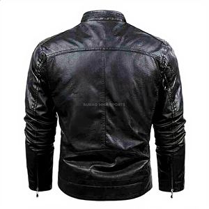 Chaqueta de Motocicleta de Invierno para Hombre, de Cuero Genuino, con Cierre de Cremallera, Estilo Formal, Diseño Sólido, Parche con Logotipo Personalizado - Product Image 3