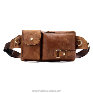 Genuine Leather Unisex Vintage Waist Packs Fanny Pack Belt Phone Bags Travel Small Waist Bags Adjustable Strap Zipper Closure - Product Image 2