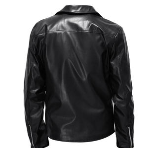 Nueva llegada, chaqueta de cuero PU estilo motero, corte ajustado, personalizada OEM, para hombre, de cuero genuino marrón, con cremallera, de alta calidad. - Product Image 5