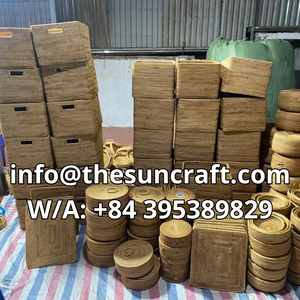 Artisan <b>Woven</b> Rattan Tray Wood Serving Board for Organic Food Display Handcrafted Eco Friendly Storage Tray - Product Image 3