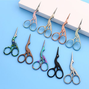 Hot Sell Vintage-Style Stork-Shaped Eyebrow Manicure Scissors Multi-Colored Bird Shape Finish Grooming Embroidery DIY - Product Image 1