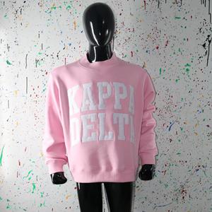 PINK <b>Mock</b> <b>Neck</b> Sweatshirt 100% WHITE Applique Embroidery wide <b>neck</b> Sweatshirt Finer Threads - Product Image 3