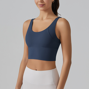 Top Deportivo de Yoga con Tirante Único Asimétrico, Sin Costuras, Convertible, Estampado Azul, Cintura Media, Elástico, Spandex/Poliéster - Product Image 1