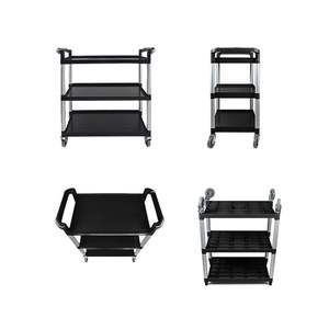 Carrito Utilitario de PVC y Metal Negro de 3 Niveles, Resistente, para Almacenamiento en el Hogar y la Oficina, y Organización de Alimentos - Product Image 6