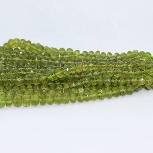 Cuentas Rondelle facetadas de peridoto natural 6-10mm hebra de gran tamaño 16 pulgadas de largo para la fabricación de joyas - Product Image 1